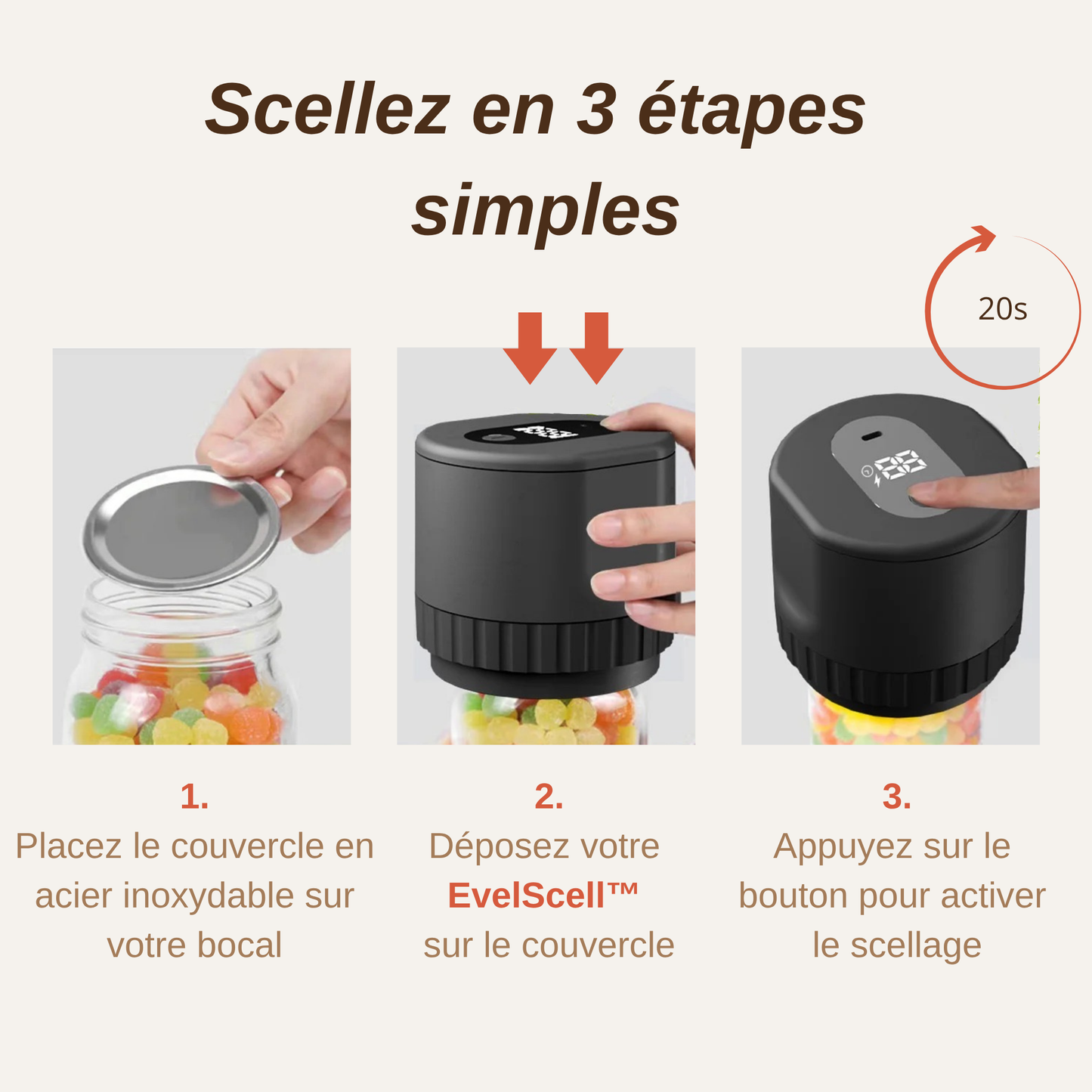Scelleuse sous vide EvelScell™ pour bocaux Mason